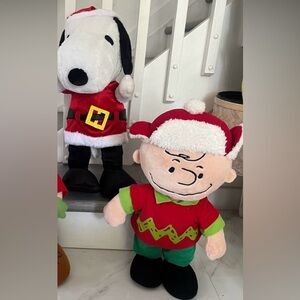 Snoopy Santa and Charlie Brown Christmas Greeter Peanuts Plush
